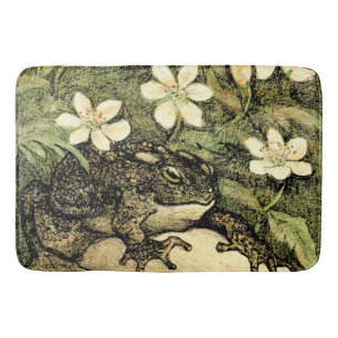 Dutch Art Nouveau Toad and Dogwood  Bath Mat