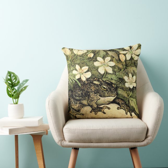 Dutch Art Nouveau Toad and Dogwood  Cushion (Chair)