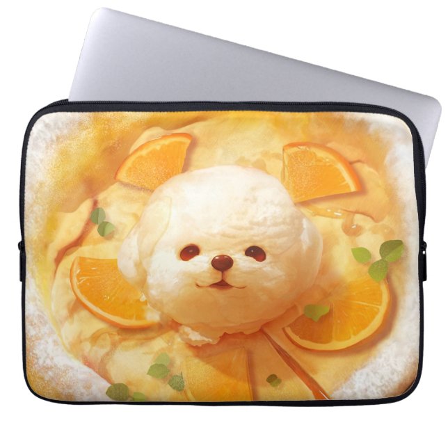 Dutch Baby Pancake with Cute Dog Ice Cream Laptop Sleeve (Front)