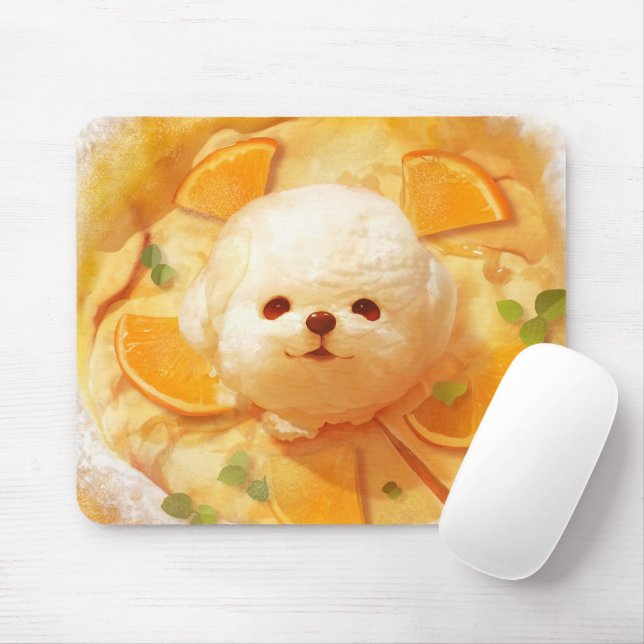 Dutch Baby Pancake with Cute Dog Ice Cream Mouse Pad (With Mouse)