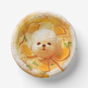 Dutch Baby Pancake with Cute Dog Ice Cream Paper Plate