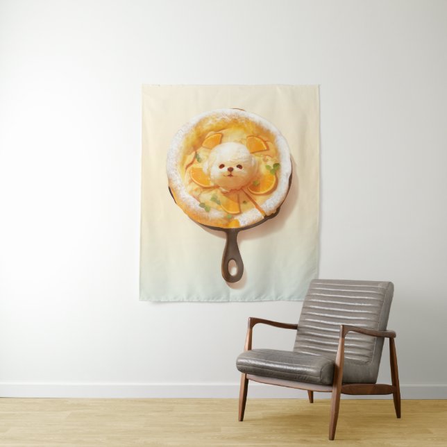 Dutch Baby Pancake with Cute Dog Ice Cream Tapestry (In Situ)