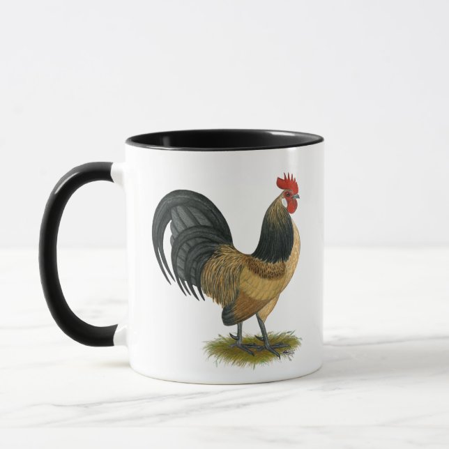 Dutch Bantam:  Blue Quail Rooster Mug (Left)