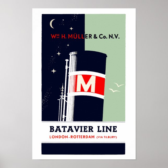 Dutch Batavier shipping line Holland England Poster (Front)