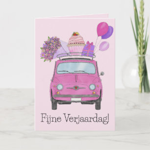Dutch Birthday Retro Fiat 500 Card