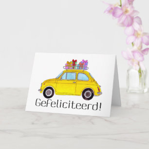 Dutch Birthday Retro Fiat 500 Card