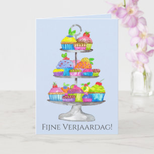 Dutch Birthday Watercolor cupcakes  Card