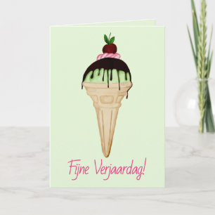 Dutch Birthday Watercolor Ice Cream Card