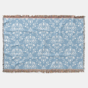 Dutch Blue Damask Throw Blanket