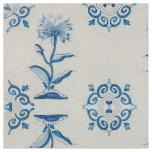 Dutch Blue Flower Tile Fabric