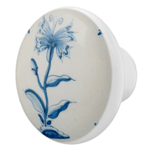 Dutch Blue Tile Flower Ceramic Knob