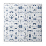 Dutch Blue tiles<br><div class="desc">Dutch blue tiles with famous icons of the Netherlands like tulips,  wooden shoes,  tall ships,  cheese,  windmills,  bikes and the old houses of Amsterdam.</div>