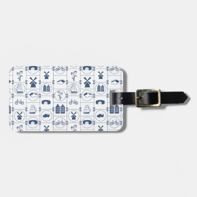 Dutch Blue tiles Luggage Tag (Front Horizontal)