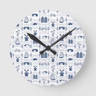 Dutch Blue tiles Round Clock