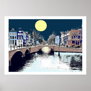 Dutch Bridge Full Moon Poster