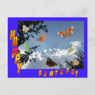 Dutch Butterflies Blue Happy Birthday Postcard