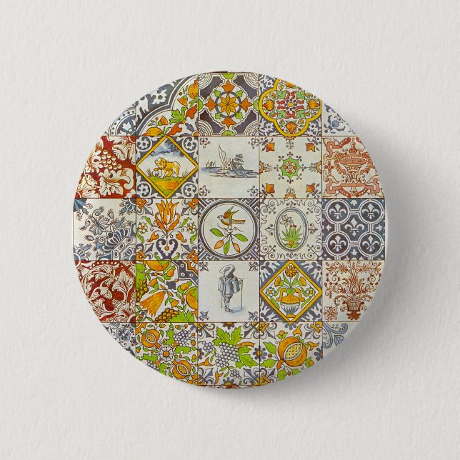 Dutch Ceramic Tiles 6 Cm Round Badge (Front)