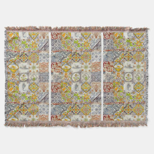 Dutch Ceramic Tiles Throw Blanket