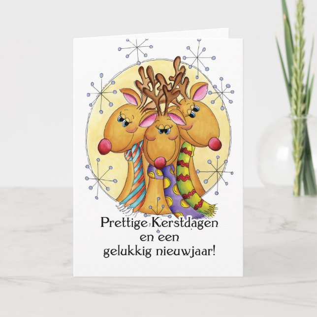 Dutch Christmas Card - Reindeer - Prettige Kerstda (Front)