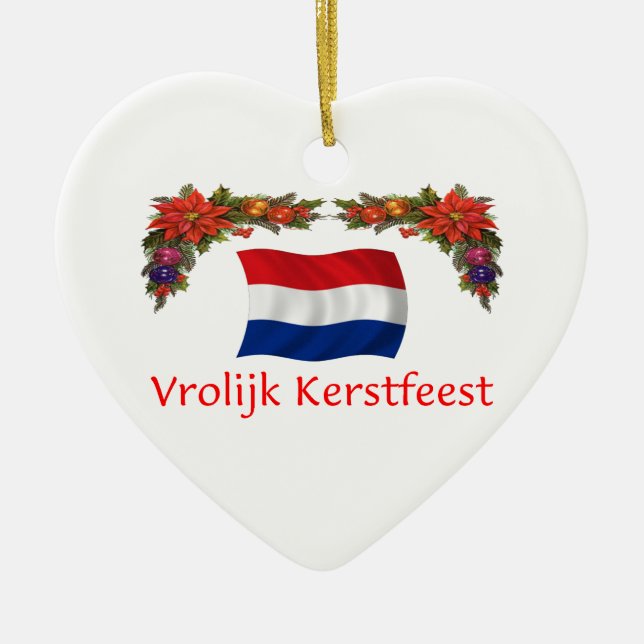 Dutch Christmas Ceramic Ornament (Front)