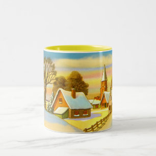 Dutch Christmas scene Two-Tone Coffee Mug