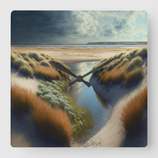 Dutch Coastal Dunes Square Wall Clock