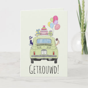 Dutch Congratulations Wedding Fiat 500 Card