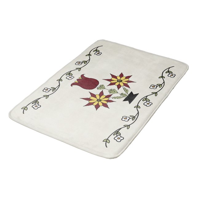 Dutch Country Folk Floral Bath Mat (Angled)