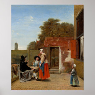 Dutch Courtyard - Pieter de Hooch Fine Art Poster