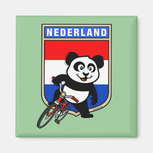 Dutch Cycling Panda Magnet