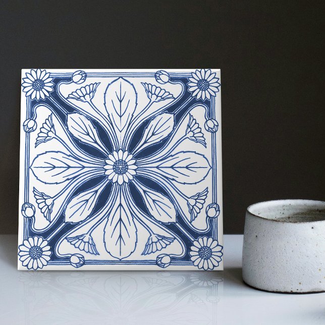 Dutch Delft Blue Daisy Repro Backsplash Kitchen Ceramic Tile (Creator Uploaded)