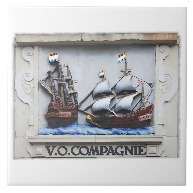 Dutch East Indies Company Floating Sculpture Ceramic Tile (Front)