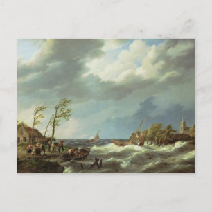Dutch Fishing Vessel Caught on a Lee Shore with Vi Postcard