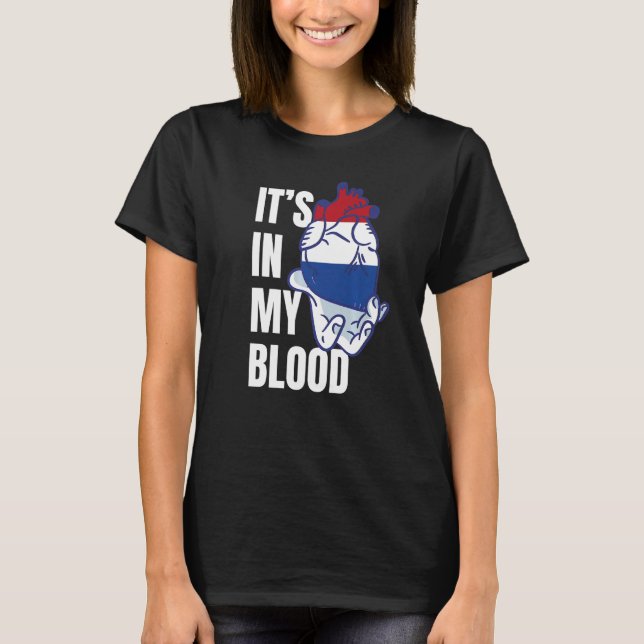 Dutch Flag Heart Blood Veins Hand Netherlands   T-Shirt (Front)