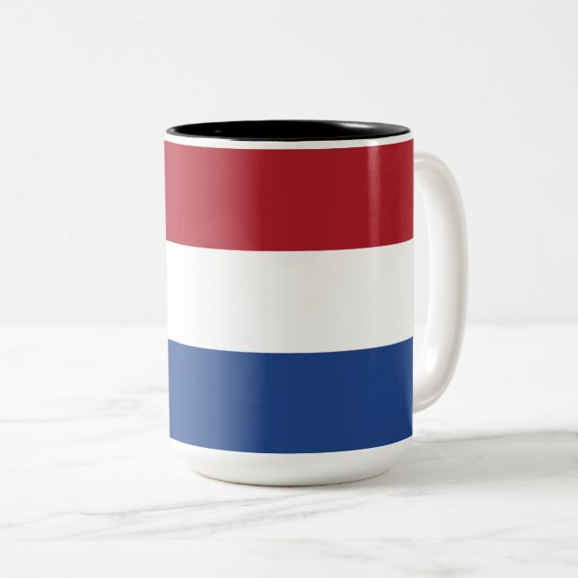 Dutch Flag Two-Tone Coffee Mug (Front Right)