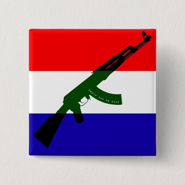Dutch flag with AK47 15 Cm Square Badge (Front)