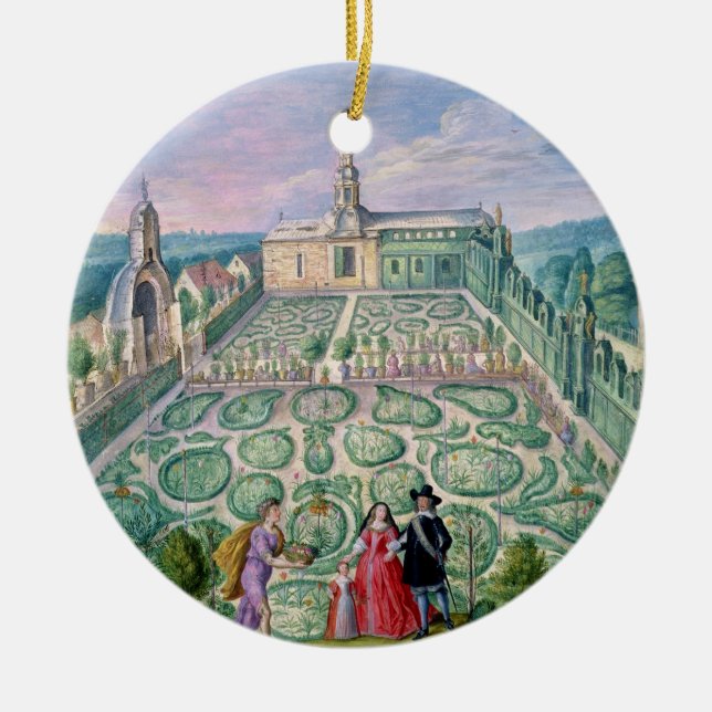 Dutch Garden, 1650 (w/c on paper) Ceramic Ornament (Front)