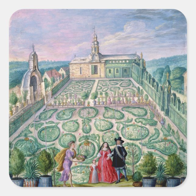 Dutch Garden, 1650 (w/c on paper) Square Sticker (Front)