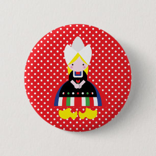 Dutch girl 6 cm round badge