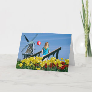 Dutch girl with balloon card