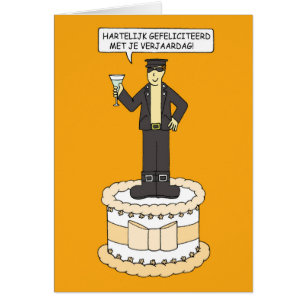 Dutch Happy Birthday Cartoon Man in Leather