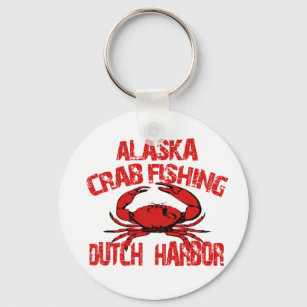 Dutch Harbour Alaska Red Crab Fishing Key Ring