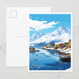Dutch Harbour Alaska Vintage Travel Illustration Postcard