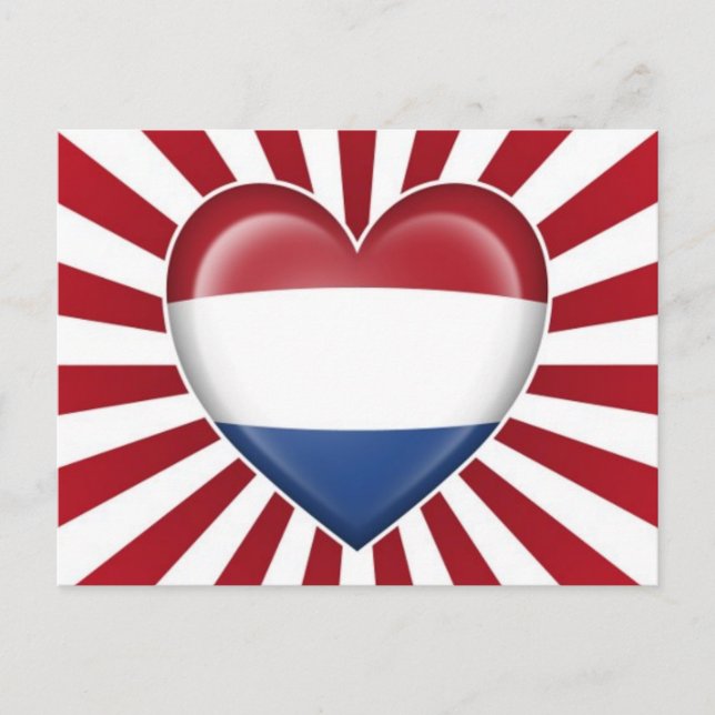 Dutch Heart Flag with Star Burst Postcard (Front)