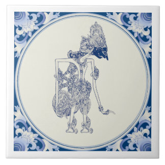 Dutch-Indonesian Shadow Puppet Delft Blauw V2. Ceramic Tile