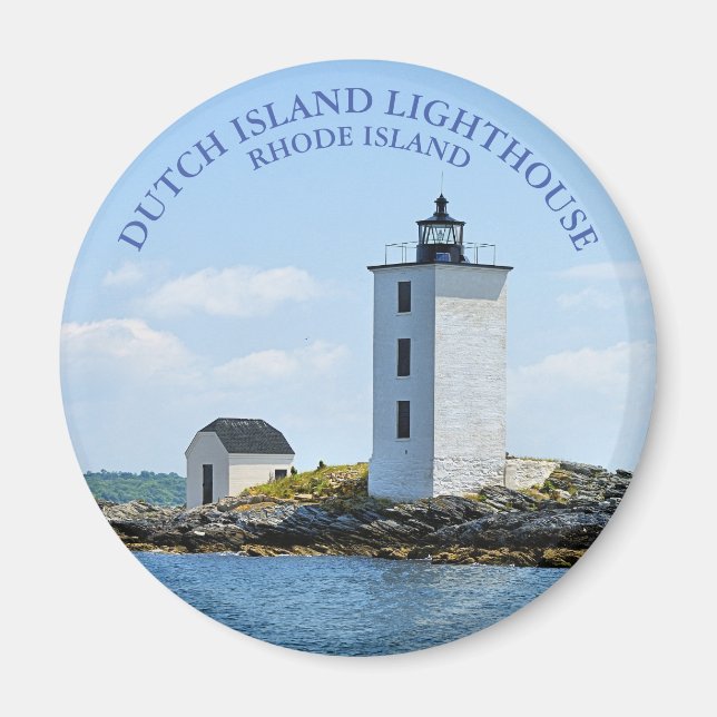 Dutch Island Lighthouse, Rhode Island Round Magnet (Front)