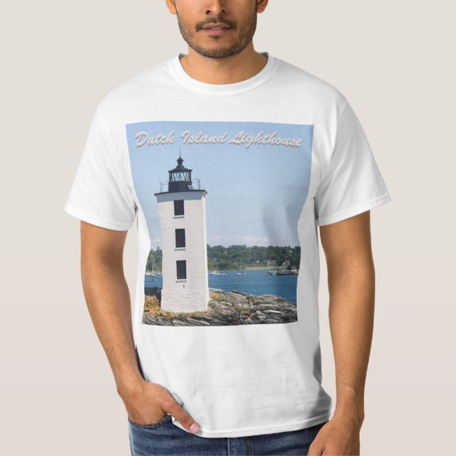 Dutch Island Lighthouse (with text) T-Shirt (Front)