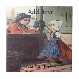 Dutch Kids Flowers Tile, Dutch Look, Personalise Tile