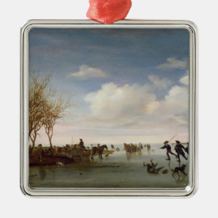 Dutch landscape with Skaters Metal Tree Decoration