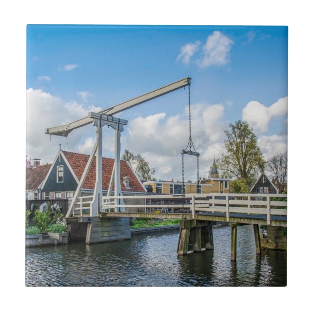 Dutch lifting wooden bridge ceramic tile (Front)